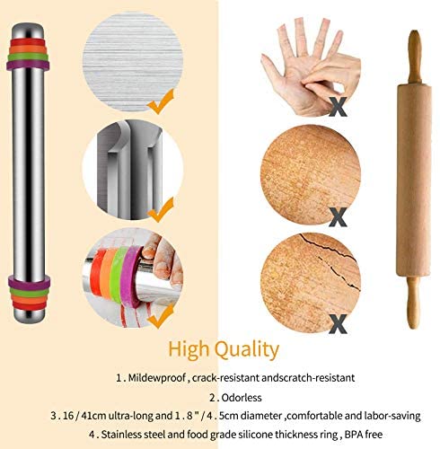 Tallgoo Rouleau à pâtisserie-Acier Inoxydable à 4 disques réglables avec Bague de marquage et Mesure.Livré avec tampon en silicone, panneau de coupe et brosse - Cuisine A Vivre Tallgoo Rouleau à pâtisserie-Acier Inoxydable à 4 disques réglables avec Bague de marquage et Mesure.Livré avec tampon en silicone, panneau de coupe et brosse