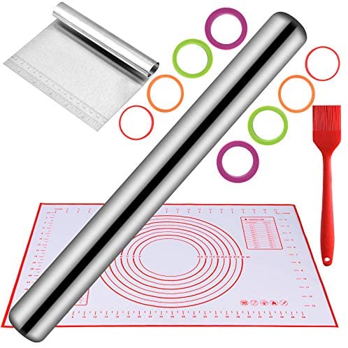 Tallgoo Rouleau à pâtisserie-Acier Inoxydable à 4 disques réglables avec Bague de marquage et Mesure.Livré avec tampon en silicone, panneau de coupe et brosse - Cuisine A Vivre Tallgoo Rouleau à pâtisserie-Acier Inoxydable à 4 disques réglables avec Bague de marquage et Mesure.Livré avec tampon en silicone, panneau de coupe et brosse