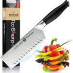TooSharp Couteau de Chef Nakiri, 7 Pouces Couteaux de Cuisine Professionnels, Prime G-10 Garolite Poignée Allemagne Antiadhésif Haute teneur en Carbone Acier X50CrMoV15-7 (180mm)