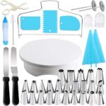 Gyvazla Plateau Tournant de Gâteau, Kit de Pâtisserie Inclure Gâteaux Tournant, Poches et Douilles, Coupe-Gâteau, Seringue Patisserie, Brosse, Spatule à Glaçage pour Cuisine Décoration de Gâteaux - Cuisine A Vivre Gyvazla Plateau Tournant de Gâteau, Kit de Pâtisserie Inclure Gâteaux Tournant, Poches et Douilles, Coupe-Gâteau, Seringue Patisserie, Brosse, Spatule à Glaçage pour Cuisine Décoration de Gâteaux