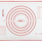 Tapis de Cuisson Patisserie en Silicone Anti-adhésif Réutilisable Baking Mat Fondant Pâte, 100% SANS Bisphénol-A (BPA),avec Mesure, 60 x 40 cm (Rouge+Grattoir Cadeau)