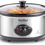 VonShef Mijoteuse électrique 3,5 L Acier Inoxydable - Autocuiseur basse température - Plat en céramique amovible avec couvercle en verre - Slow Cooker - Cuisine A Vivre VonShef Mijoteuse électrique 3,5 L Acier Inoxydable - Autocuiseur basse température - Plat en céramique amovible avec couvercle en verre - Slow Cooker