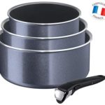 Tefal INGENIO ELEGANCE Set de 3 Casseroles 16/18/20 cm (1,5/2,1/3 L) + 1 Poignée Amovible Gris Pailleté L2319302 - Cuisine A Vivre Tefal INGENIO ELEGANCE Set de 3 Casseroles 16/18/20 cm (1,5/2,1/3 L) + 1 Poignée Amovible Gris Pailleté L2319302