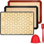 Vemingo Tapis de Cuisson en Silicone,3 Pièces sans BPA Anti-Adhérent Toile Feuille de Cuisson Patisserie,Inclure Gant de Cuisine et Brosse en Silicone, Réutilisable, Facilement Lavabet（40 * 30）