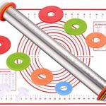 KATELUO Rouleau à Pâtisserie en Acier Inoxydable,Professionelle Rouleau a Patisserie Ajustable avec 4 Disques Réglables & Tapis de Cuisson en Silicone pour Fondant - Cuisine A Vivre KATELUO Rouleau à Pâtisserie en Acier Inoxydable,Professionelle Rouleau a Patisserie Ajustable avec 4 Disques Réglables & Tapis de Cuisson en Silicone pour Fondant