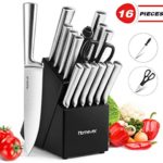 HOMEVER Couteau de Cuisines, 16 Pièces Set Couteaux de Cuisine en Acier Inoxydable avec Bloc en Bois, Ensemble de Couteaux, Couteaux de Chef avec Porte, Bloc de Couteaux pour la Cuisine - Cuisine A Vivre HOMEVER Couteau de Cuisines, 16 Pièces Set Couteaux de Cuisine en Acier Inoxydable avec Bloc en Bois, Ensemble de Couteaux, Couteaux de Chef avec Porte, Bloc de Couteaux pour la Cuisine