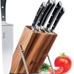 Fac Set de 5 Couteaux Professionnels avec Lame en Acier Inoxydable et Carbone : Chef, Pain, Viande, Office et Cuisine | Kit Chef avec Support en Bois | Manche Ergonomique | Moderne et élégant - Cuisine A Vivre Fac Set de 5 Couteaux Professionnels avec Lame en Acier Inoxydable et Carbone : Chef, Pain, Viande, Office et Cuisine | Kit Chef avec Support en Bois | Manche Ergonomique | Moderne et élégant