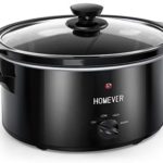 Mijoteuse Électrique, Homever Slow Cooker de 3,5 L, 3 Niveaux de Cuisson dont Maintien au Chaud, Couvercle en Verre et Bol en Céramique, Idéale pour 4 Personnes (Black)