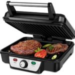 Aigostar Calore 30HHK - Grill Viande Panini Multifonction 1800W, Appareil Panini Revêtement Antiadhésif, intensité réglable et ouverture à 180º, monture froide