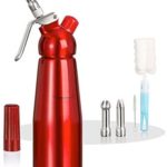 AMAZY Siphon avec 3 Douilles en INOX + 2 brosses nettoyantes – Siphon en Aluminium Professionnel pour crème fouettée, crème Chantilly Maison, Mousse, espuma (Rouge) - Cuisine A Vivre AMAZY Siphon avec 3 Douilles en INOX + 2 brosses nettoyantes – Siphon en Aluminium Professionnel pour crème fouettée, crème Chantilly Maison, Mousse, espuma (Rouge)